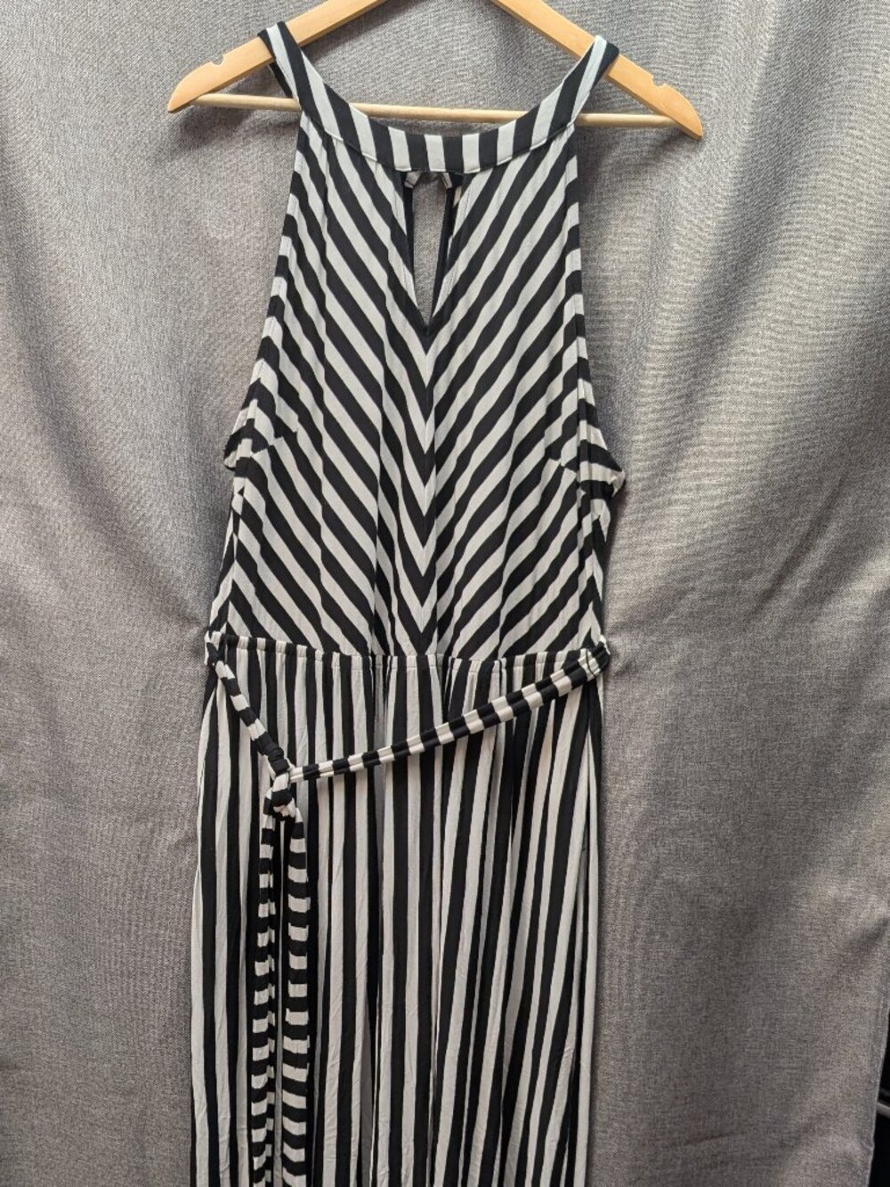 Lane Bryant Tim Burton Striped Maxi Jersey Halter Dress